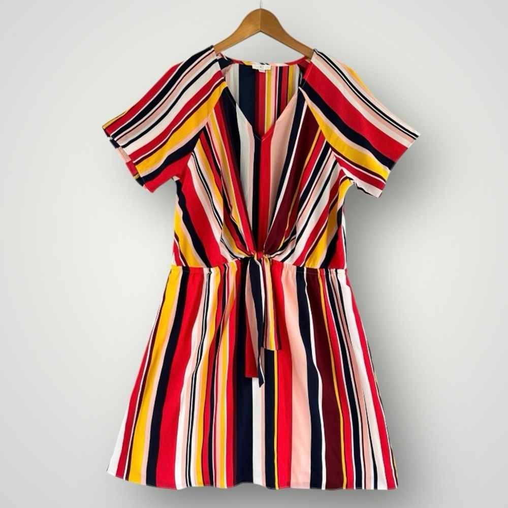 Striped Tie-Front Summer Dress - Multicolor